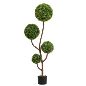 Gulches 5FT Artificial Boxwood Topiary Tree Triple Ball-Shaped Faux Plant, Waterproof Fade-Resistant,indoor Outdoor Home Office Decor (1pc/set) - 1 of 4