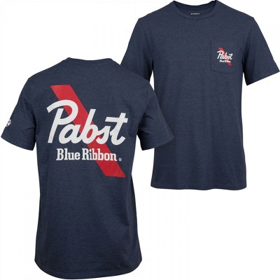 Mens Pabst Blue Ribbon Logo Navy Colorway Front and Back Print T-Shirt - Medium