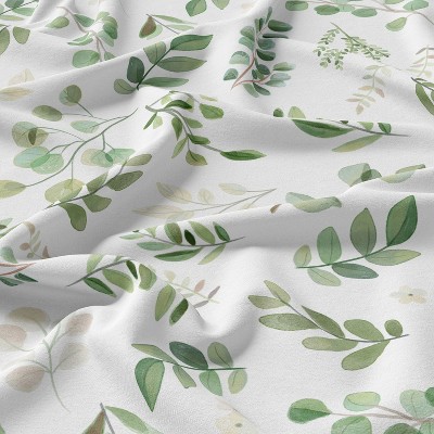 Botanical Green and White Cotton Queen Duvet Cover Set