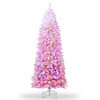 Snow Flocked Pencil Christmas Tree, Slim Artificial Christmas Tree with Sturdy Metal Stand, Skinny Xmas Tree Holiday Decoration for Home Office Dedor - 2 of 4