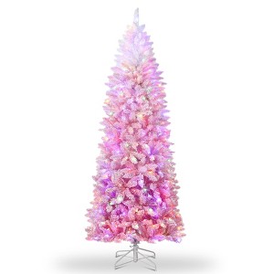 Christmas Tree, Slim Artificial Christmas Tree with Snow Flocked Pencil Design, Gradient Xmas Tree for Corners and Apartments - 1 of 4