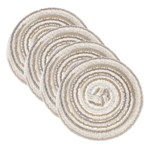 Unique Bargains Woven Braided Washable Decorative Round Placemat 4 Pcs - 1 of 4