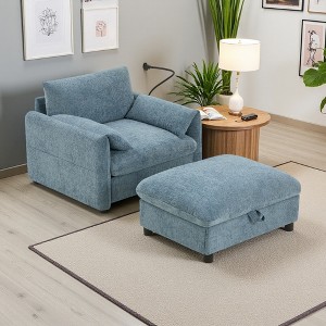 38" Single Sofa Chair with Storage Ottoman, USB/Type-C Ports and Armrest Storage - 1 of 4