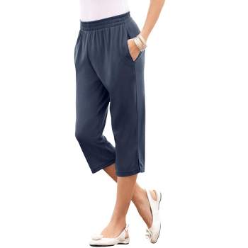 Roaman's Women's Plus Size Tall Straight-Leg Soft Knit Pant - S