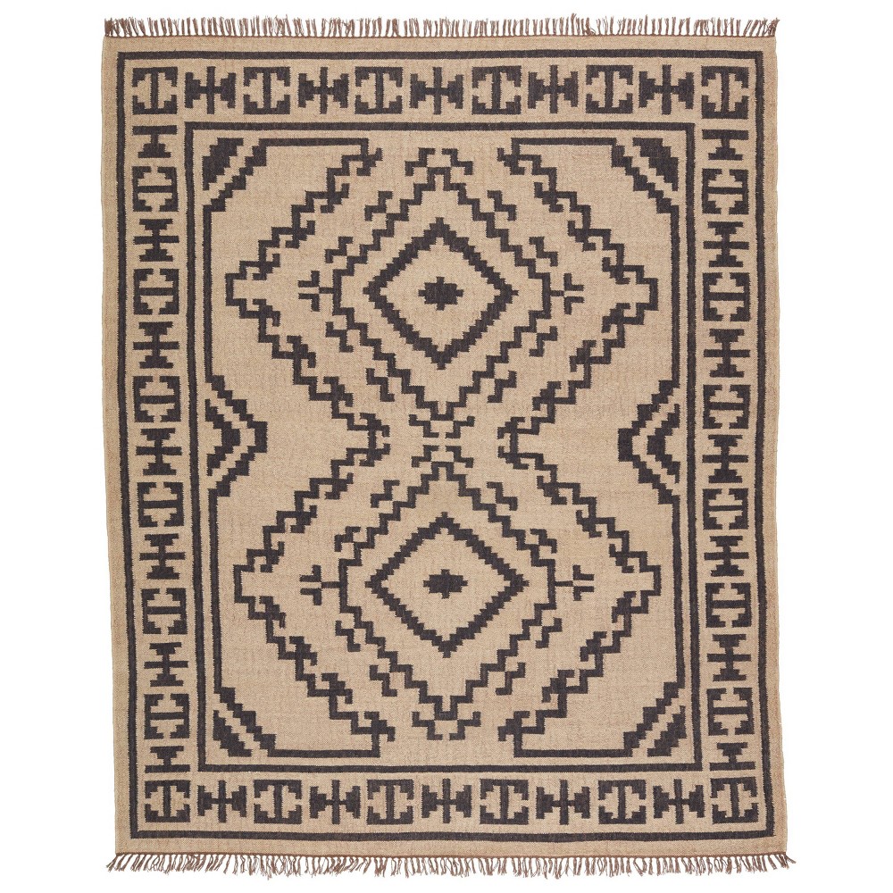 Photos - Doormat 4'x6' Jaima Handmade Geometric Area Rug Beige/Black - Jaipur Living