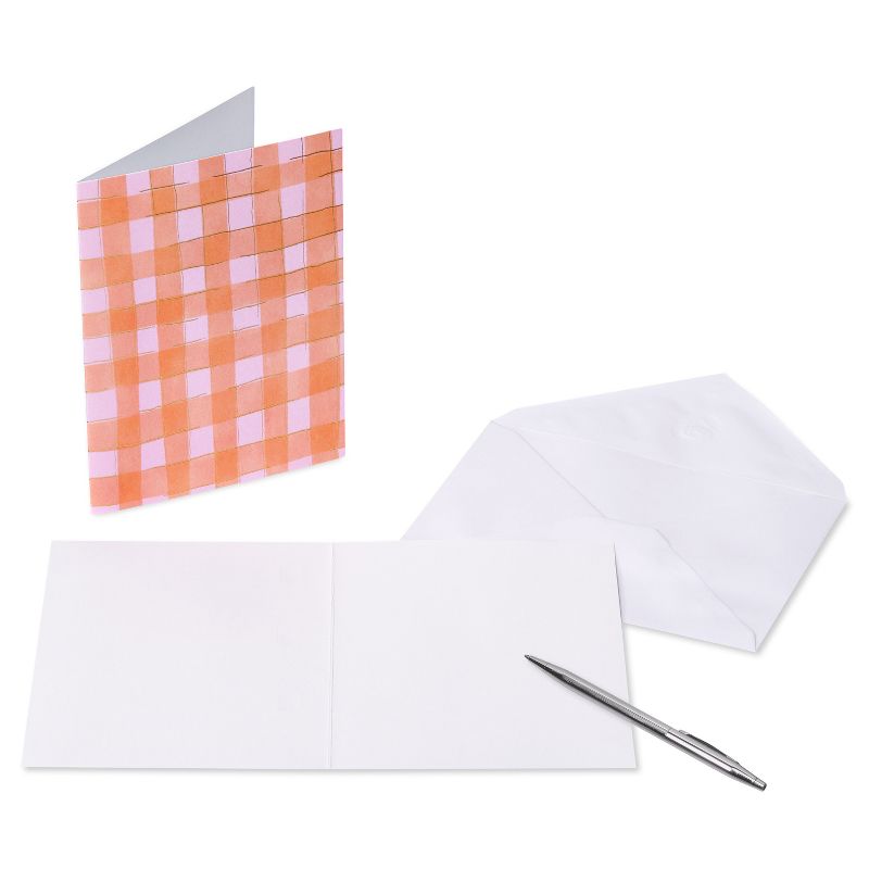 10ct Blank Notes Summer Plaid Orange/Pink, 4 of 8