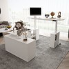Famapy Liftable Writing Desk Computer Desk Right Angle Desktop Large Desktop One-piece Hollow Out Shelf White - 3 of 4