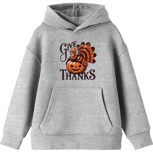 Give Thanks Turkey & Pumpkin Youth Long Sleeve Hoodie - 1 of 2