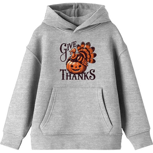 Give Thanks Turkey & Pumpkin Youth Long Sleeve Hoodie - image 1 of 2