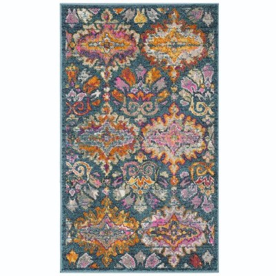 Madison 5' x 7' Blue and Orange Synthetic Flat Woven Rug