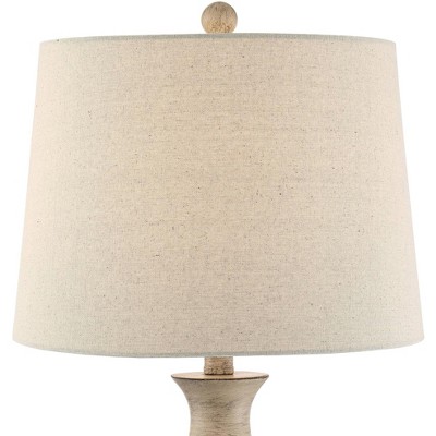 Serena Country Cottage Beige Faux Wood Table Lamps Set with Oatmeal Shade