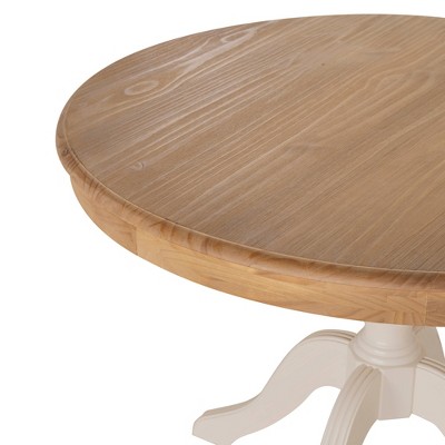 Round White and Natural Wood Farmhouse Dining Table