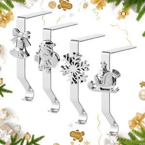 4 Pack Xmas Stocking Holders Hangers for Metal Stocking Hooks Stand for Christmas Party Decoration - 1 of 4