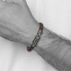 Black Bow Jewelry 8mm Antiqued WB-Plated Stainless Steel Brown Leather Bracelet, 8.25 In - 3 of 4
