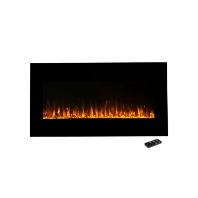 Hastings Home 42" Wall-Mounted Electric LED Fireplace – Black