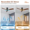 Sofucor 52'' Ceiling Fan Without Lights Modern Flush Mount Ceiling Fan No Light with Remote Control 3 Wood Blades for Bedroom/Farmhouse/Patio/Indoor - 3 of 4