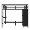 KWPZQEB King over Twin XL Size Bunk Bed, Metal Bunk Bed with Desk Built-in Wardrobe, Ladder & Guardrails, Easy Assembly, No Box Spring Needed, Black - 4 of 4