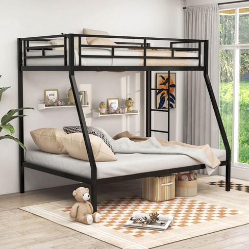 Costway Twin Over Full Metal Bunk Bed With Integrated Ladder Full ...