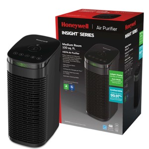 Honeywell InSight HEPA Air Purifier for Medium Rooms (100 sq. ft.) HPA080B Black: 4 Settings, Filter Change Indicator, Timer - 1 of 4