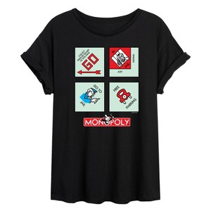Women's - Monopoly - Monopoly Corner Squares Oversized Graphic T-Shirt - 1 of 4
