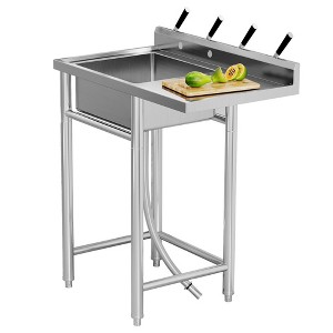 Stainless Steel Utility Sink, 36*21*40inch Freestanding Single Bowl Laundry Sink, NSF Certified One Compartment Workbench Sink Commercial Sink - 1 of 4