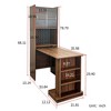 Homy Casa Folding Writing Desk with Storage Cabinet and Open Shelves for Home Office, Walnut - 3 of 4