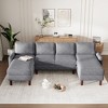 103" Corduroy U-Shaped Modular Sectional Sofa with Solid Wood Legs and Removable Cushions - 2 of 4