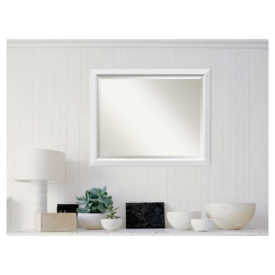 Flair Soft White Satin Finish Rectangular Wall Mirror 32" x 26"