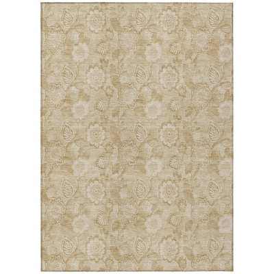 HomeRoots 5' X 8' Beige And Tan Floral Washable Indoor Outdoor Area Rug