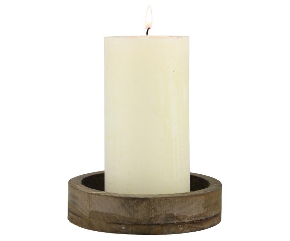 Stonebriar Rustic Distressed Wood Candle Tray