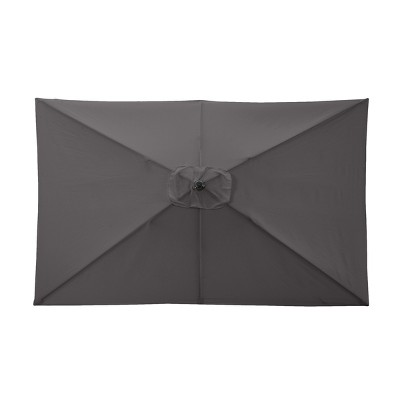 Gray Rectangular 10 Ft Patio Umbrella with Steel Pole