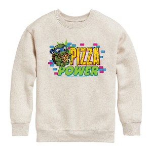 Boys' - Teenage Mutant Ninja Turtles Mutant Mayhem - Leo Pizza Power Graphic Long Sleeve Fleece Sweatshirt - 1 of 3