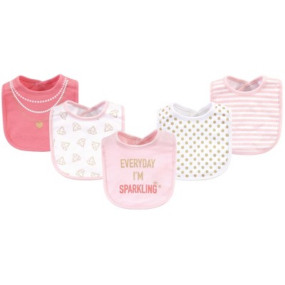Image of Little Treasure Baby Girl Cotton Bibs 5pk, Sparkling, One Size