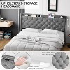 Upholstered Platform Bed w/ Charging Station, Wingback Headboard & Storage Shelf, Linen Fabric, Light Gray (Full/Queen/King) - 4 of 4
