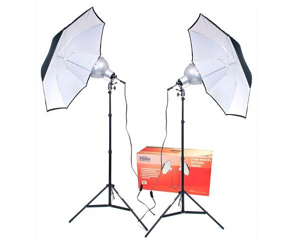 RPS Studio 2 Light Umbrella Kit with 2-8 inch Focusing Reflectors - Black (RS-4082)