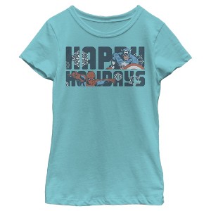 Girl's Marvel Happy Holiday Heroes T-Shirt - 1 of 3