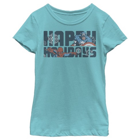 Girl's Marvel Happy Holiday Heroes T-Shirt - image 1 of 3