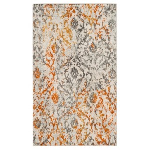 Cream/Orange Abstract Loomed Accent Rug - (3