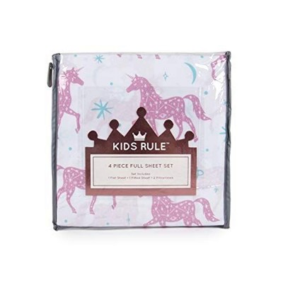 Pink Unicorn Full Microfiber 4-Piece Bed Sheet Set