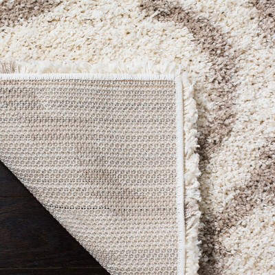 Hudson Shag Ivory Beige 7' Square Synthetic Area Rug