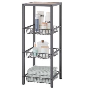 TRINITY® 4-Tier 12x12x30 Wire Shelving Rack w/Baskets Dark Gray : Target