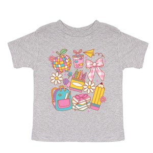 School Supplies Coquette - Kids Youth Short Sleeve Tee and Toddler Short Sleeve Tee - 1 of 3