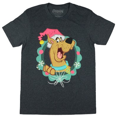 Seven Times Six Scooby-Doo Shirt Men's Christmas Santa Hat Distressed Short Sleeve Tee Grey