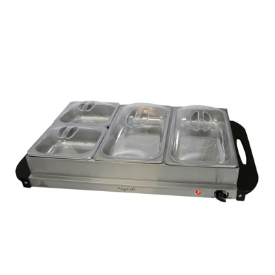 MegaChef Stainless Steel Buffet Server with 3 Sectional Trays
