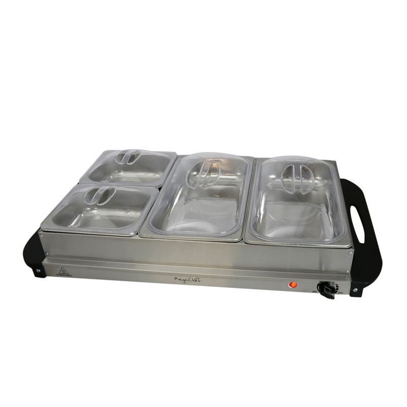 MegaChef Buffet Server & Food Warmer With 3 Sectional Trays, 4 of 9