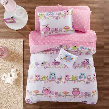 Striking Sara Adorable Owl Print Ultra Soft Kids' Comforter Set with Bed Sheets - Mi Zone