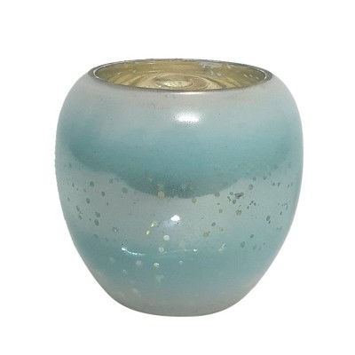 VIP Glass 3 in. Blue Rounded Candle Holder