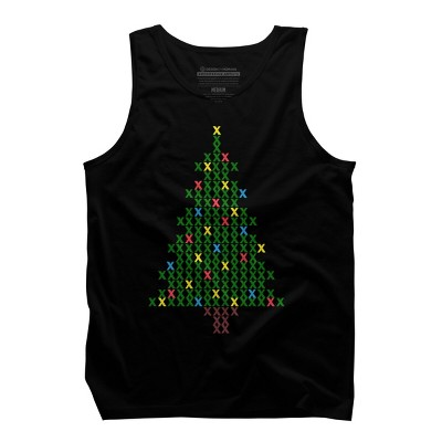 Men's Design By Humans Christmas Tree Cross Stitch By BettySue Tank Top