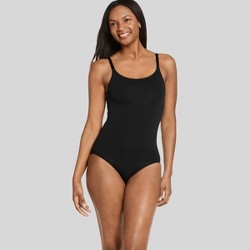 ASSETS by SPANX Women's Flawless Finish Strapless Cupped Midthigh Bodysuit  - Black 1X