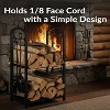 Sunnydaze 5pc Indoor/Outdoor Steel Log Holder with Fireplace Tool Set, Tongs, Poker, Shovel and Brush - Black - 4 of 4